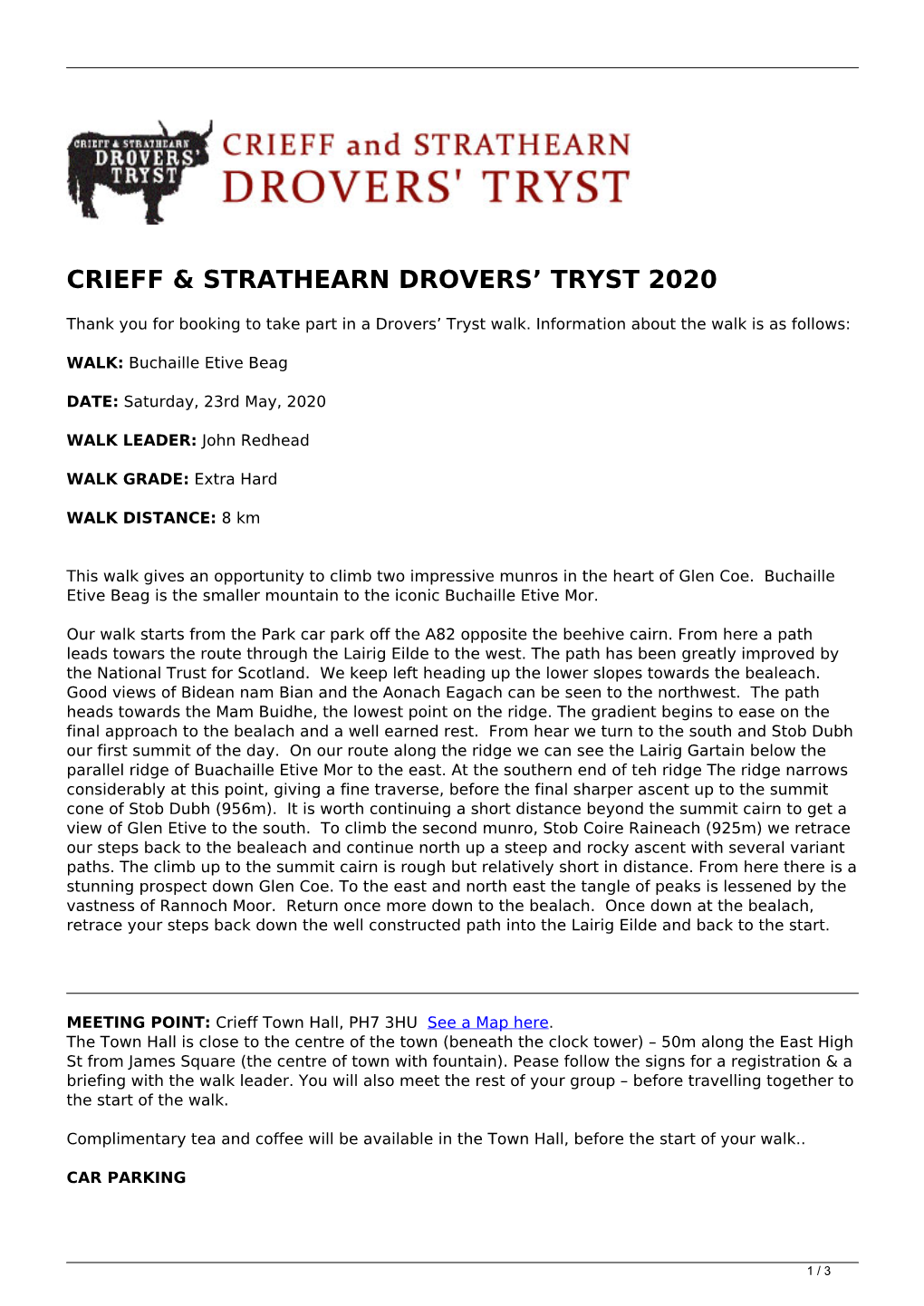 Drovers' Tryst Information Sheet