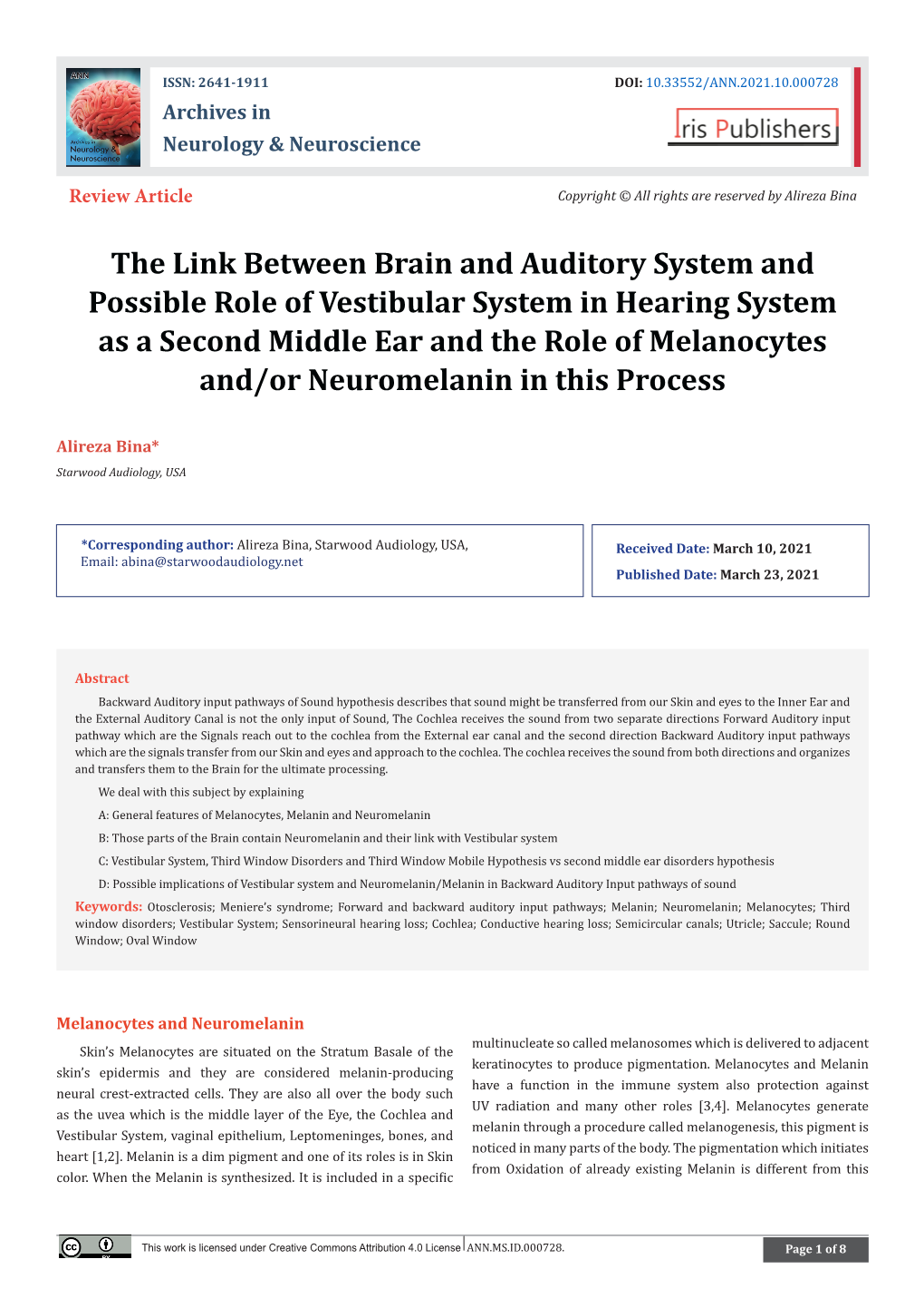 The Link Between Brain and Auditory System and Possible Role Of