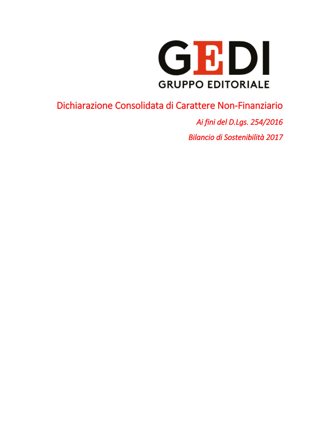 Dichiarazione Consolidata Di Carattere Non-Finanziario