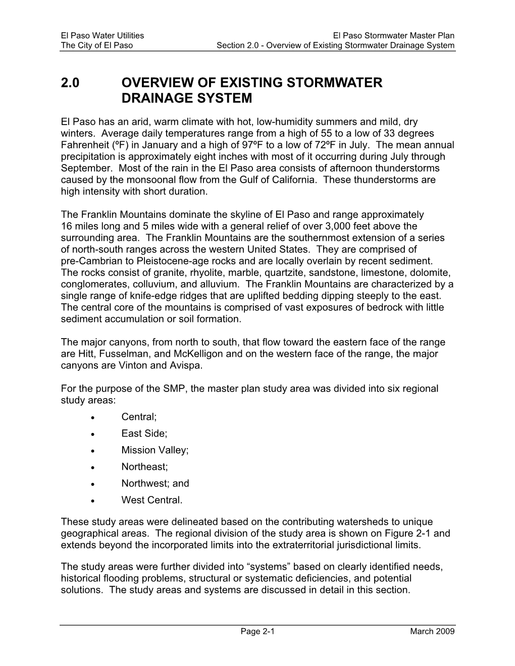 2.0 Overview of Existing Stormwater Drainage System