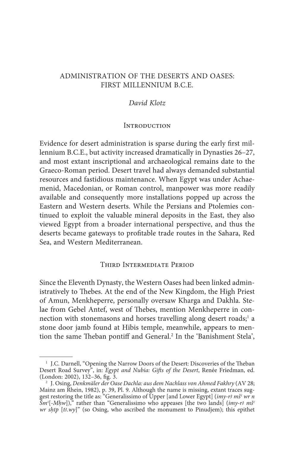 First Millennium Bce David Klotz Introduction Evidence For