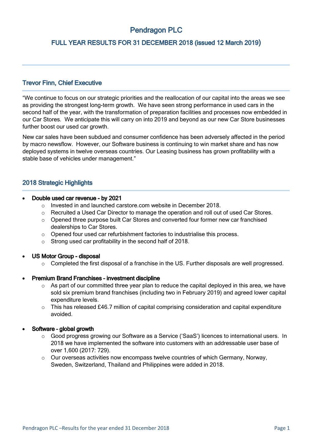 Full Year Results December