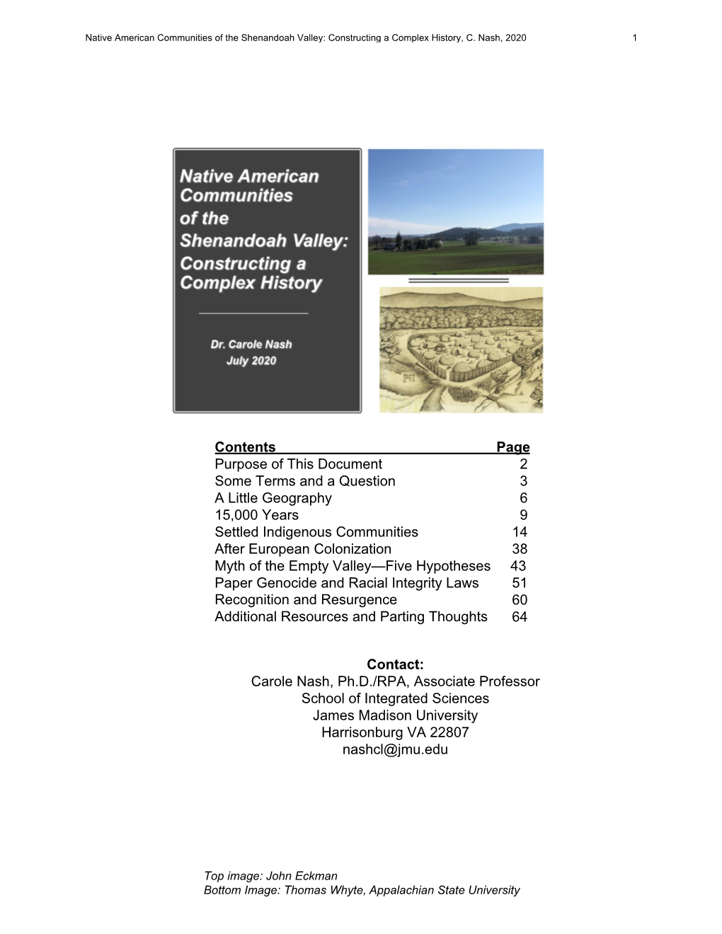 Native American Communities of the Shenandoah Valley: Constructing a Complex History, C