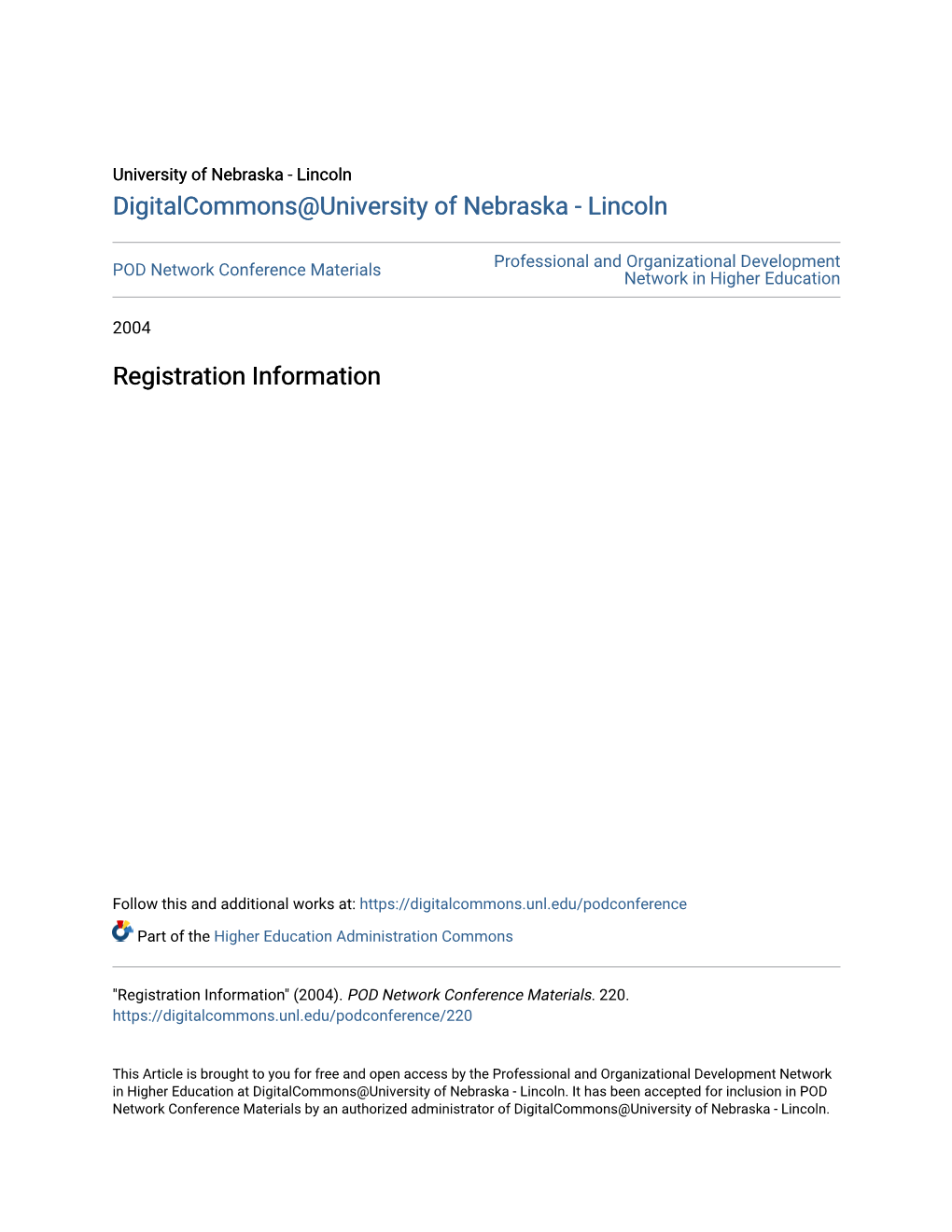 Registration Information