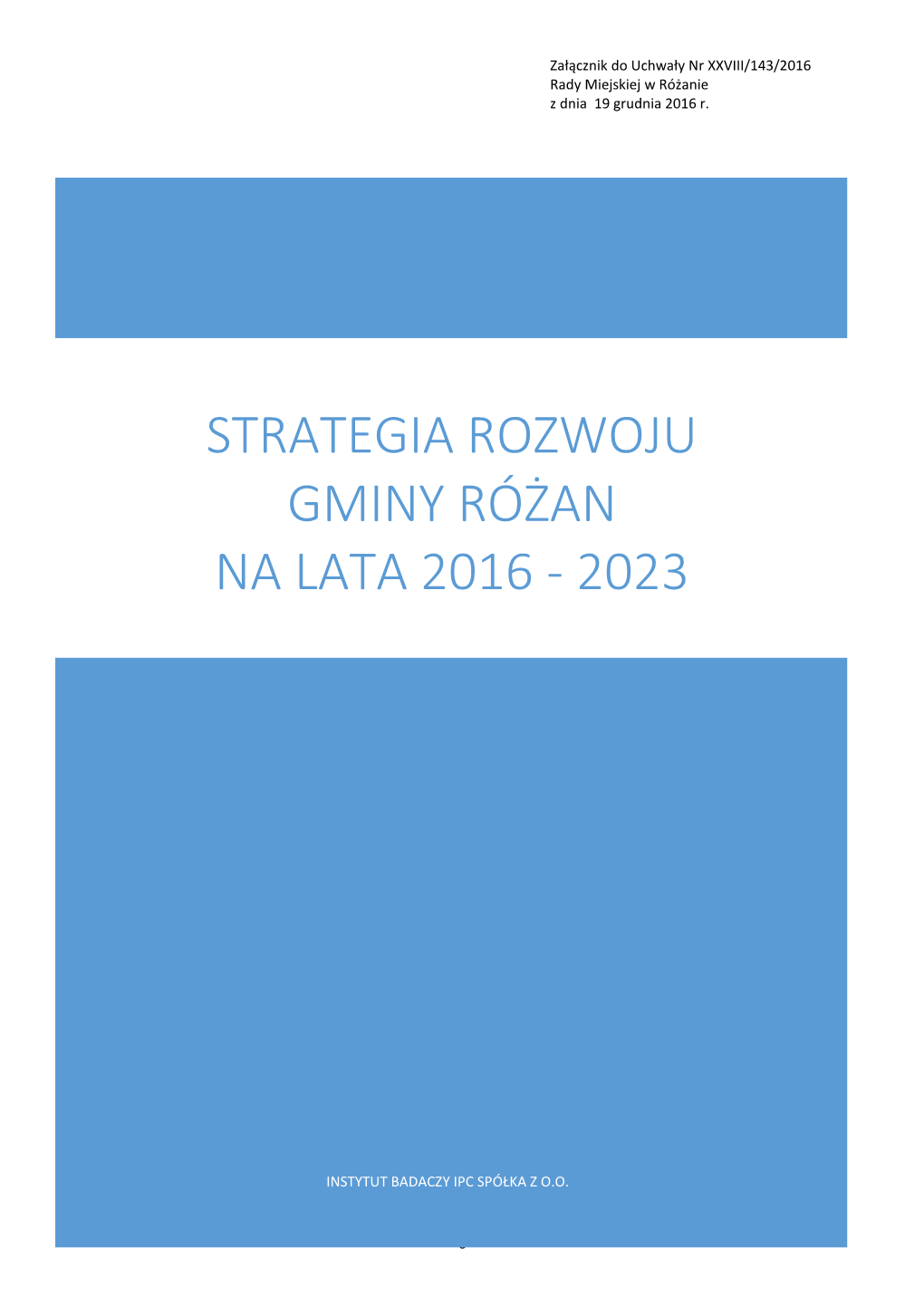 Strategia Rozwoju Gminy Różan Na Lata 2016 - 2023