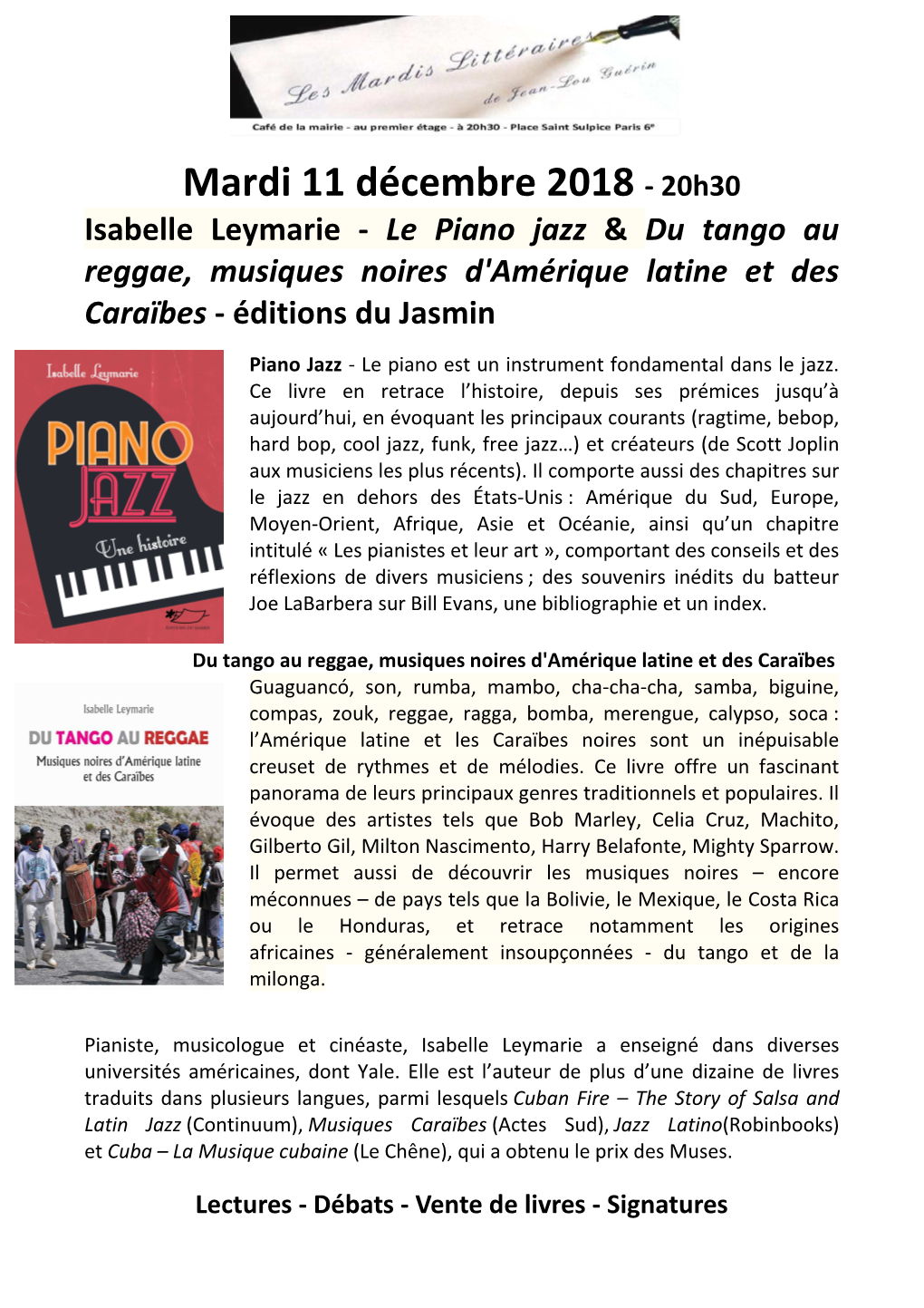 Isabelle Leymarie - Le Piano Jazz & Du Tango Au Reggae, Musiques Noires D'amérique Latine Et Des