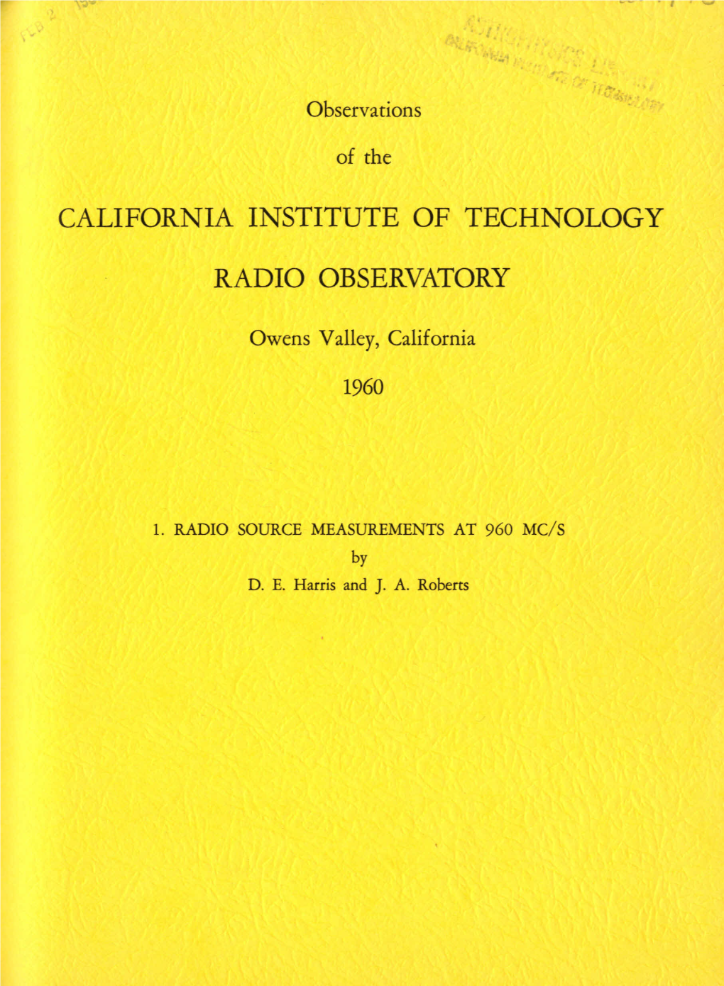 Radio Source Measurements at 960 Mc/S