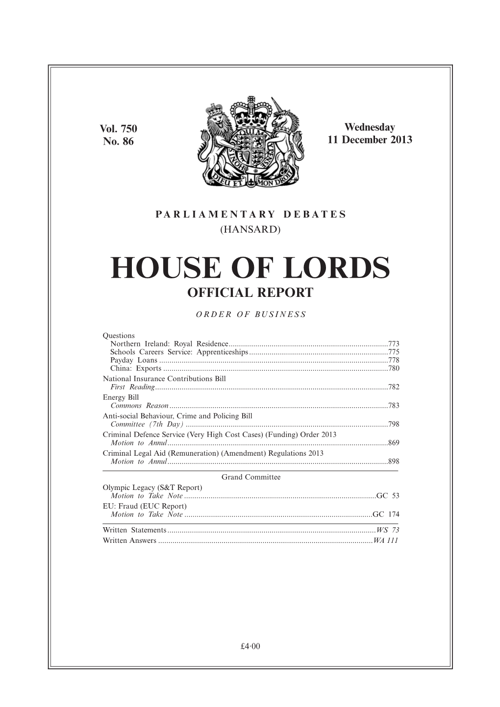 House of Lords Official Report