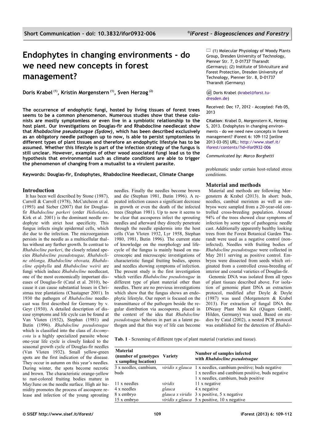 Endophytes in Changing Environments - Do Group, Dresden University of Technology, Pienner Str