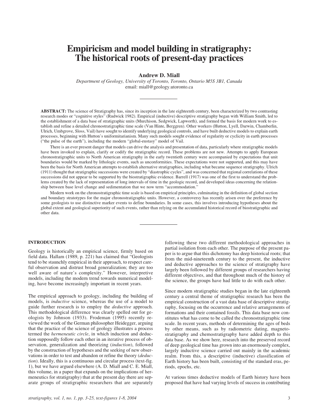 Empiricism and Model Building in Stratigraphy: the Historical Roots of Present-Day Practices