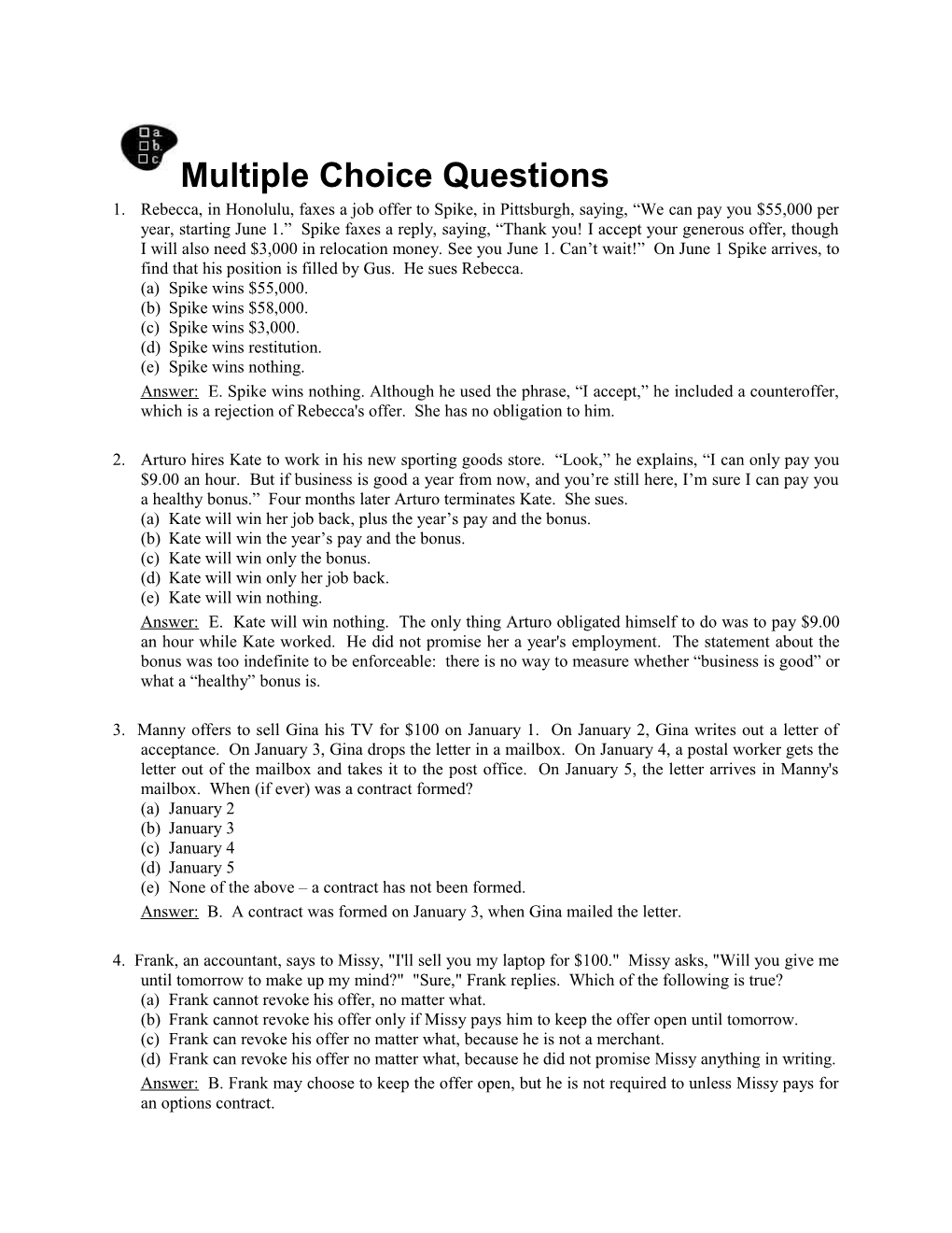 Multiple Choice Questions s8