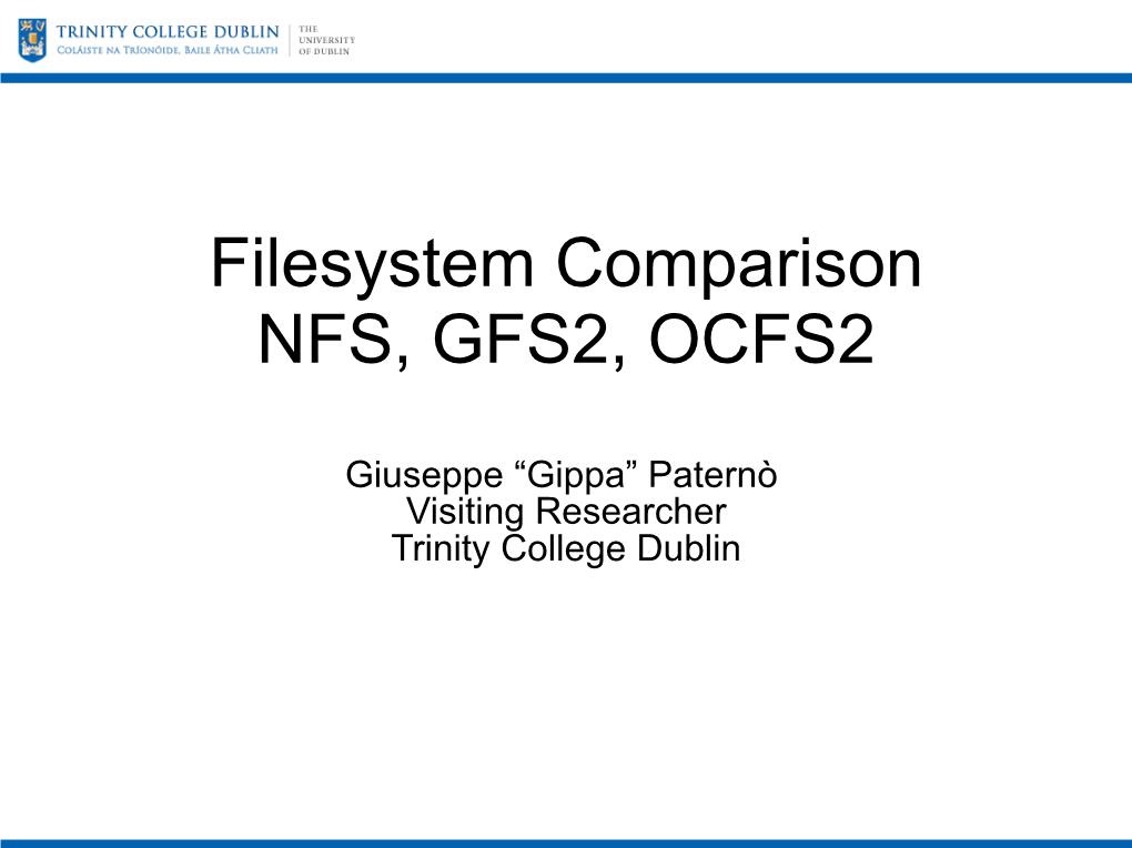 Filesystem Comparison NFS, GFS2, OCFS2