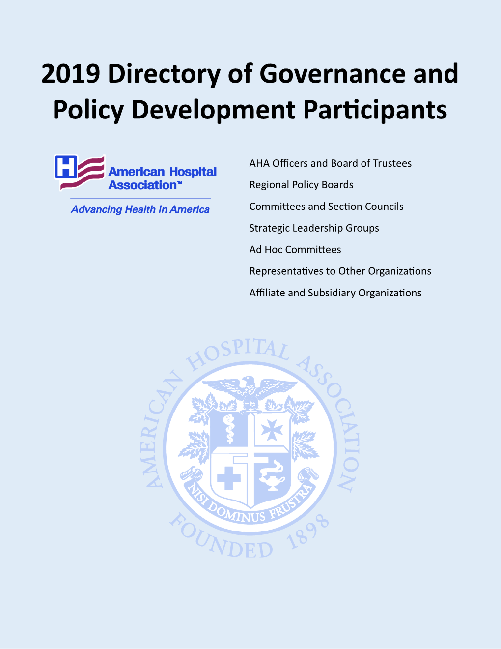 2019 Directory of Governance and Policy Development Participants
