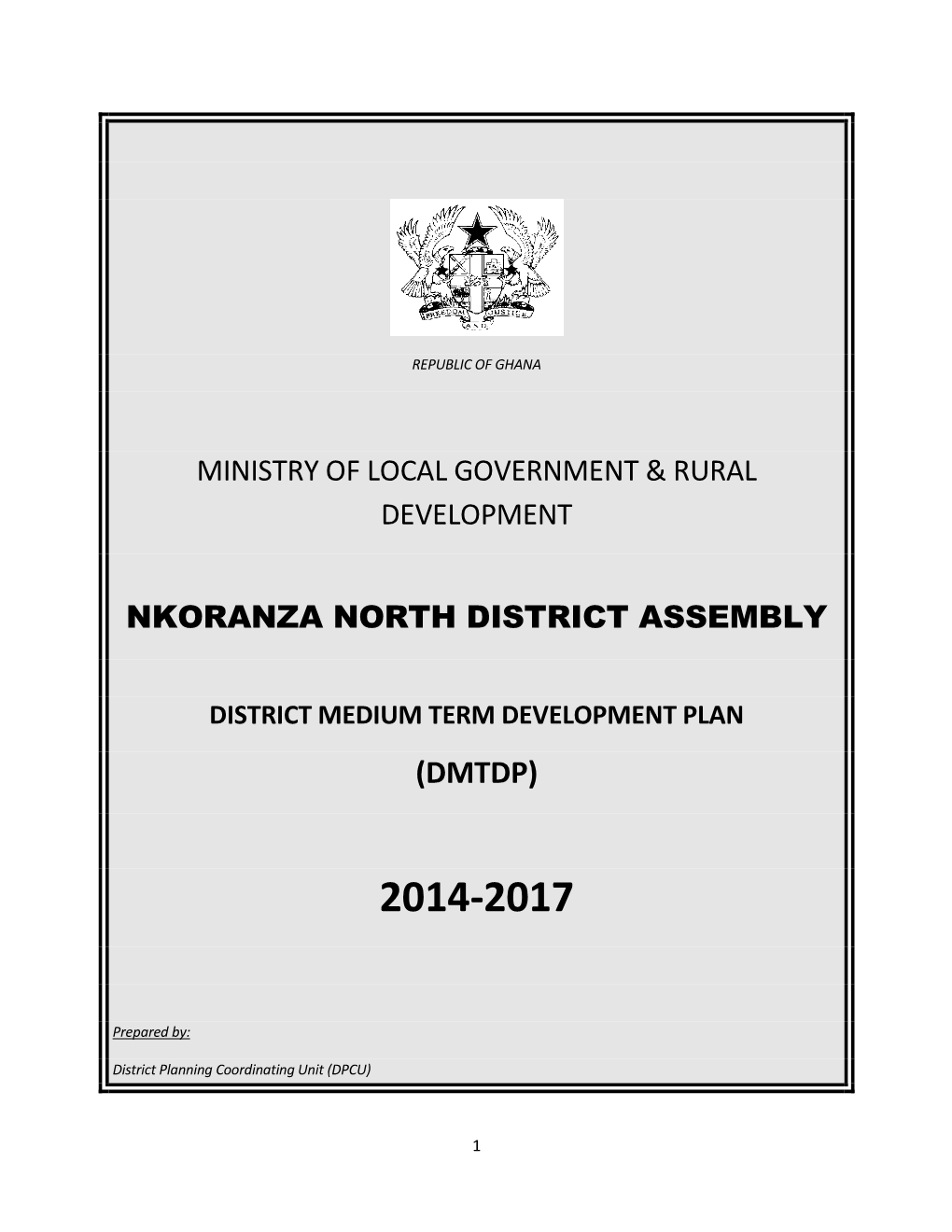 Ministry of Local Government & Rural Development Nkoranza North District