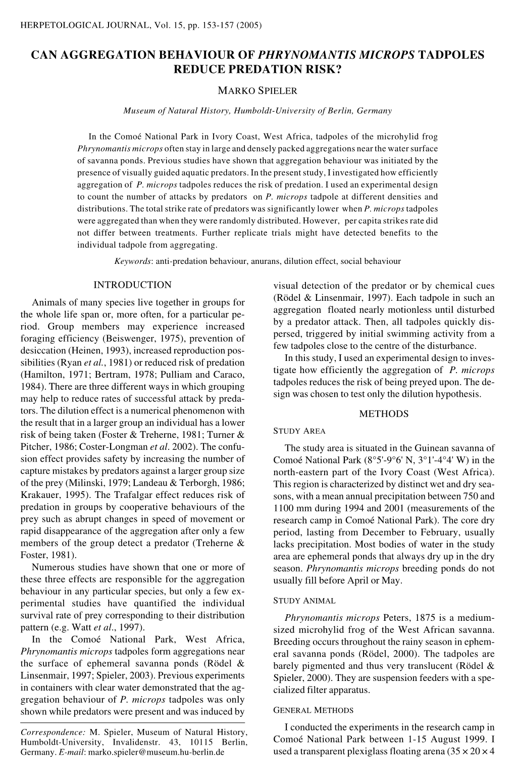 Can Aggregation Behaviour of &lt;I&gt;Phrynomantis Microps&lt;/I