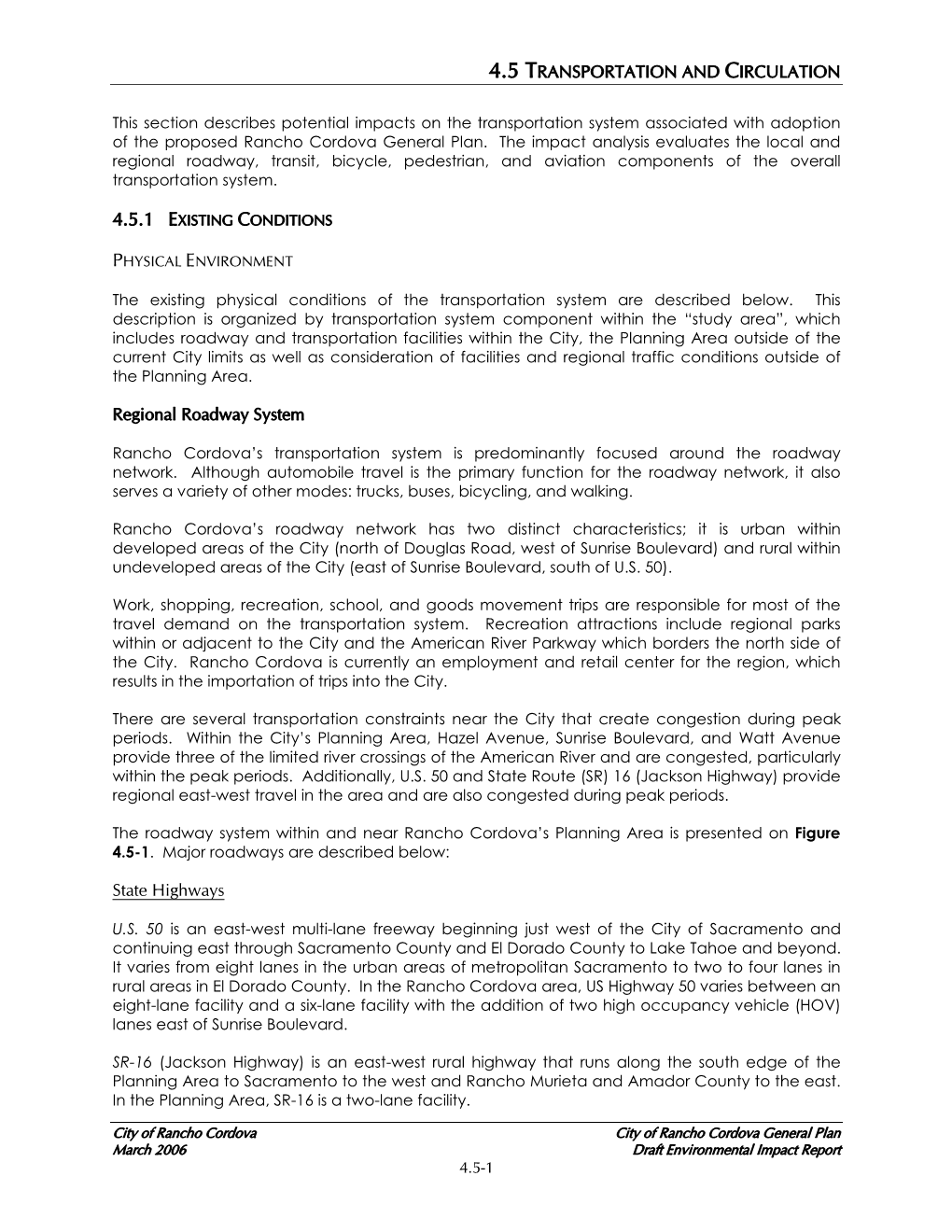4.5 TRANSPORTATION and CIRCULATION Regional Roadway