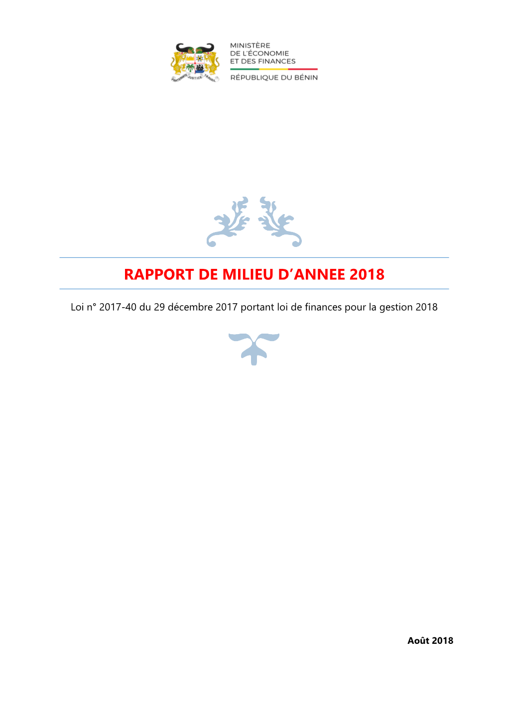 Rapport De Milieu D'annee 2018