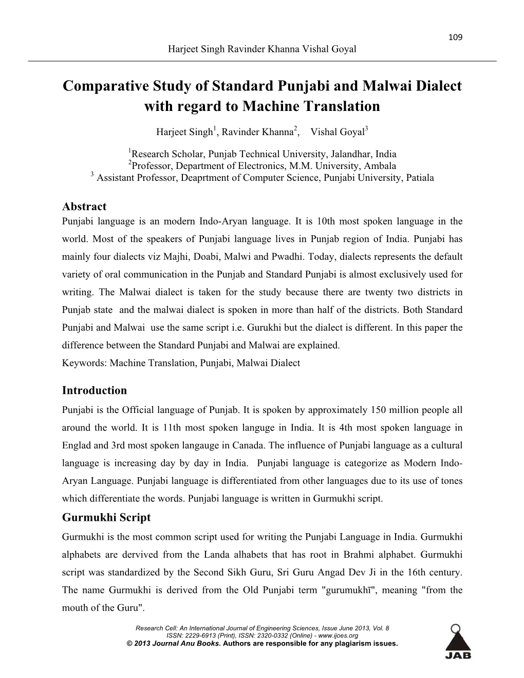 Comparative Study of Standard Punjabi and Malwai Dialect with Regard to Machine Translation