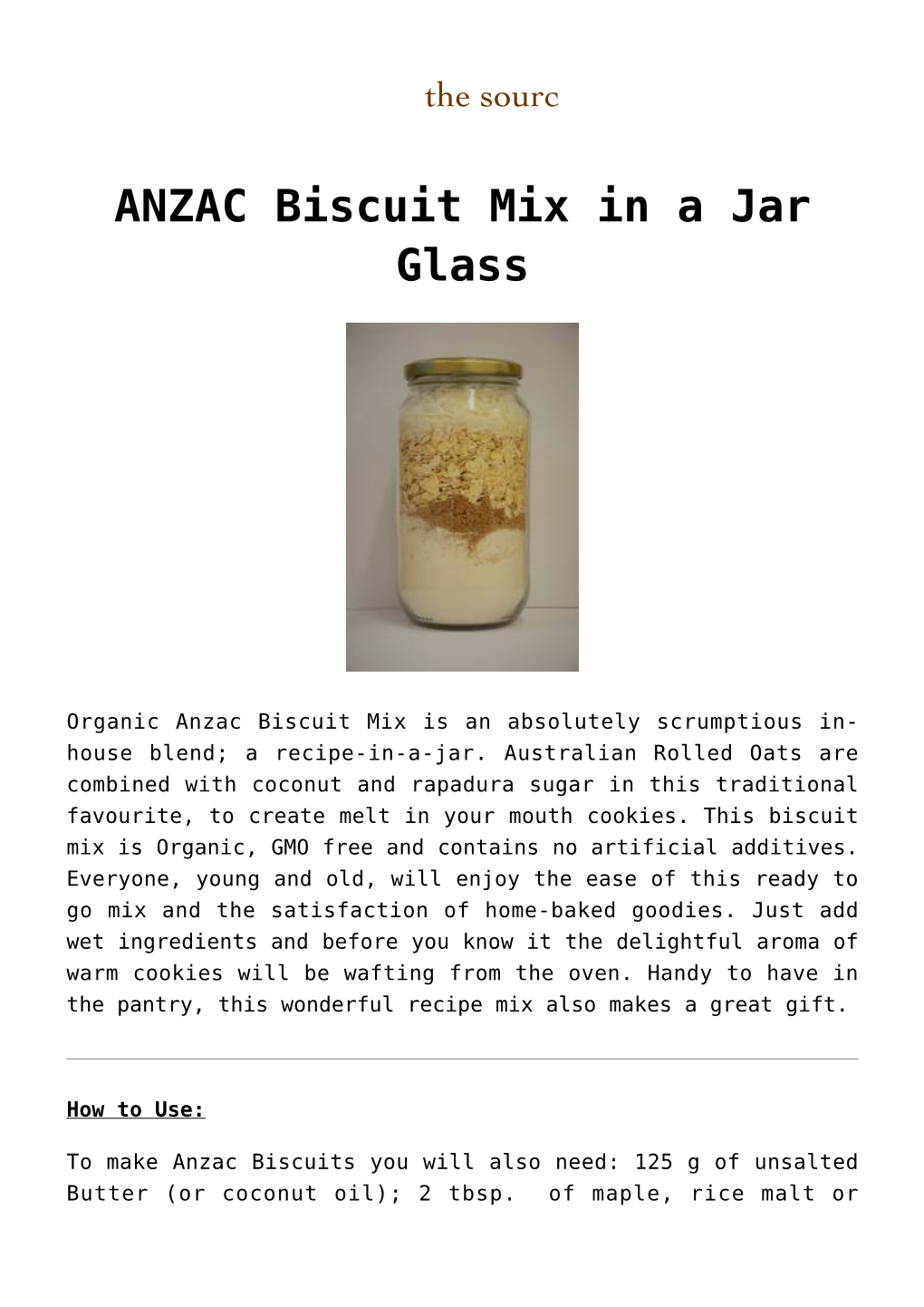 ANZAC Biscuit Mix in a Jar Glass