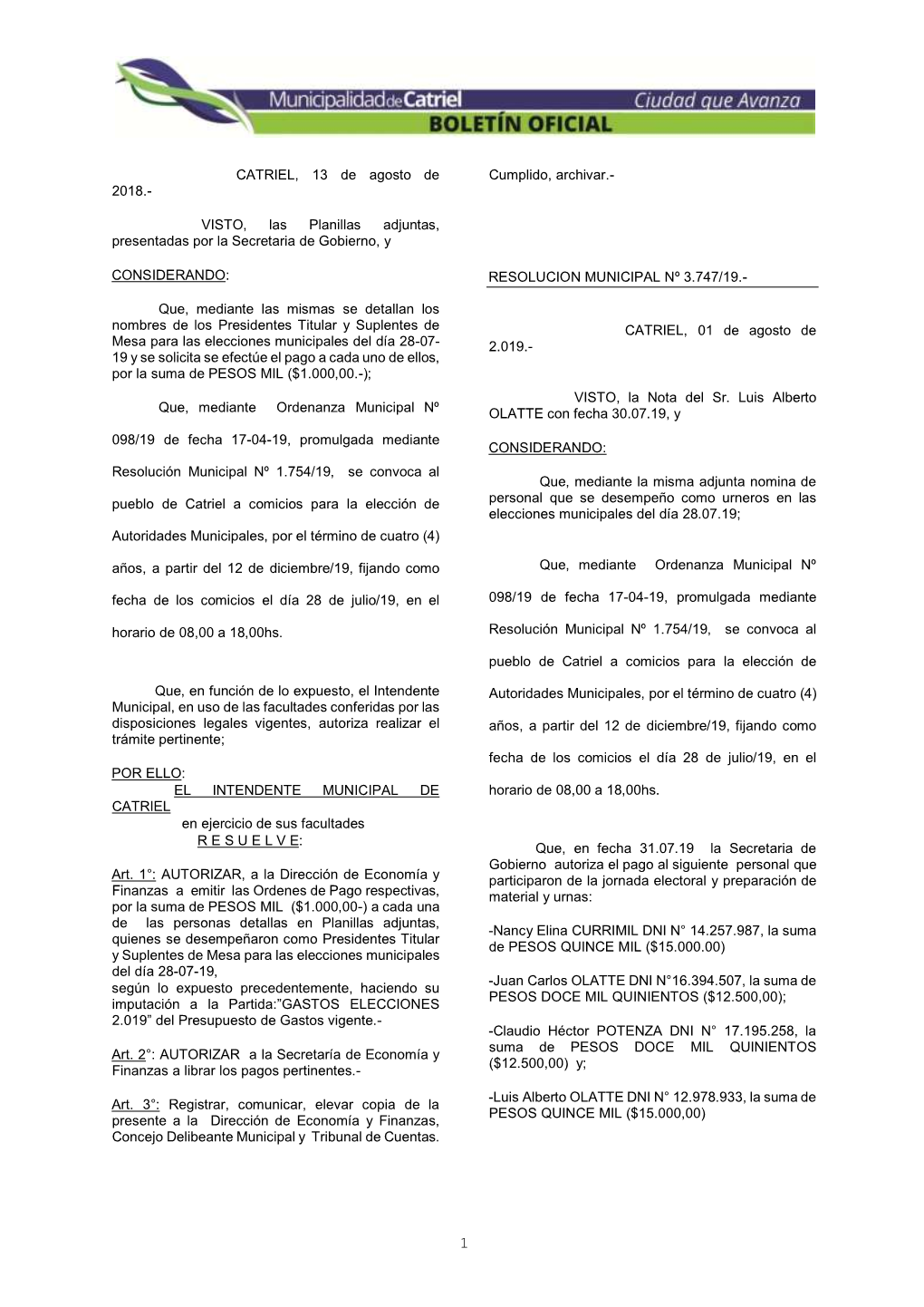 Boletín Oficial 2019 –
