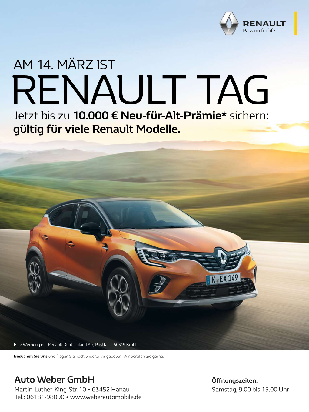 AM 14. MÄRZ IST TAG Jetzt Bis Zu 10.000 € Neu-Für-Alt-Prämie* Sichern: Gültig Für Viele Renault Modelle