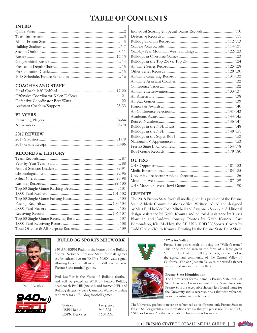 2018 Fresno State Football Media Guide Is a Product of the Fresno Passing Records