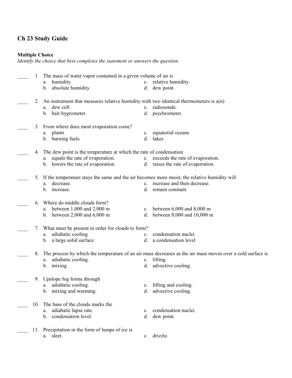 Ch 23 Study Guide