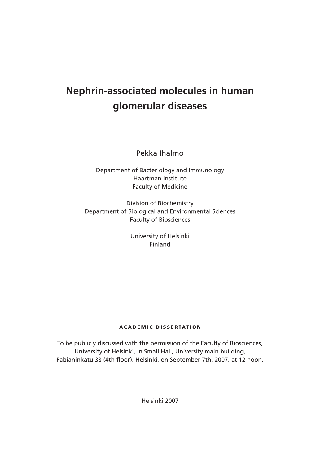 Nephrin-Associated Molecule in Human Glomerular Diseases