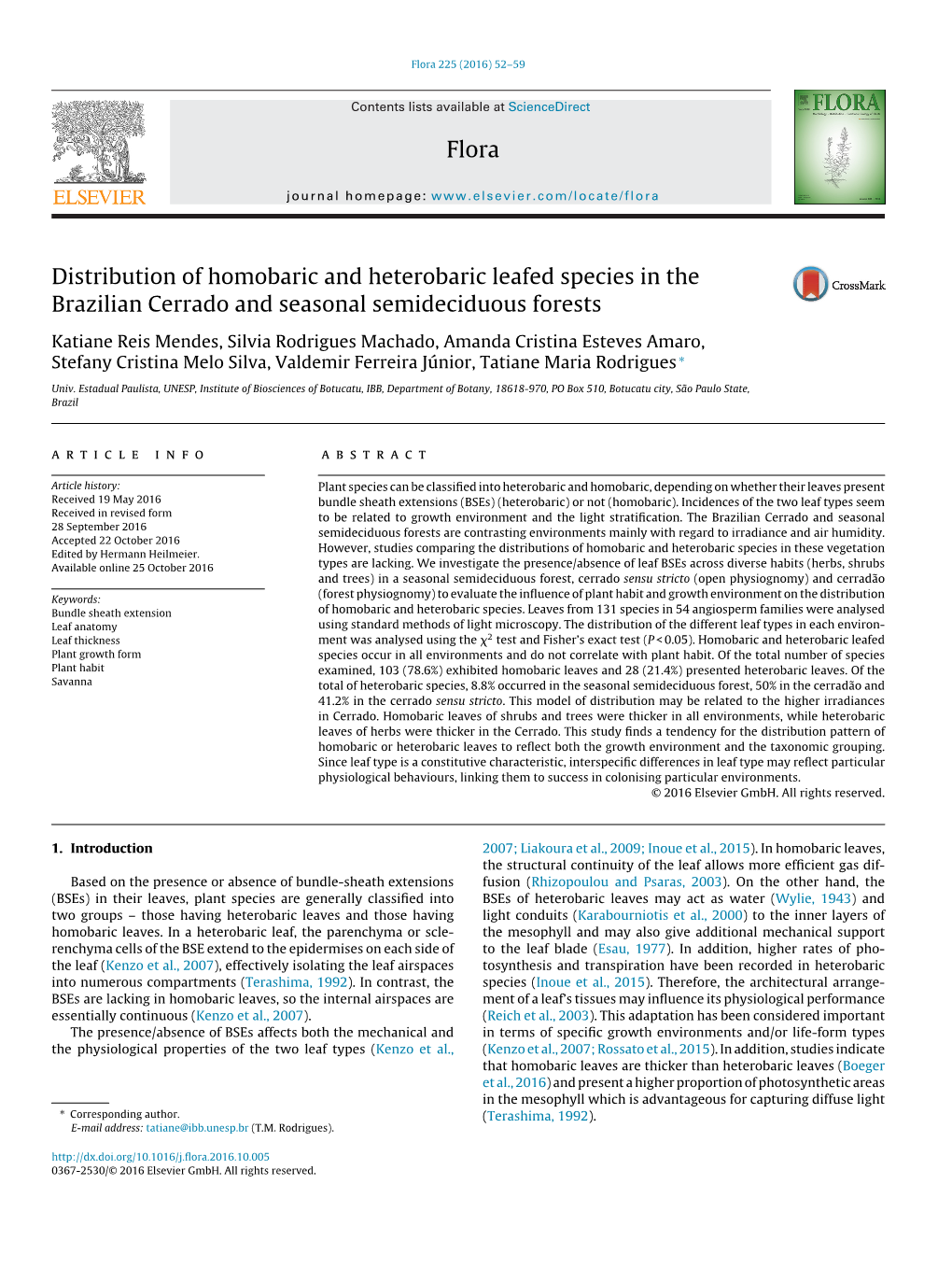 Distribution of Homobaric and Heterobaric Leafed Species in The
