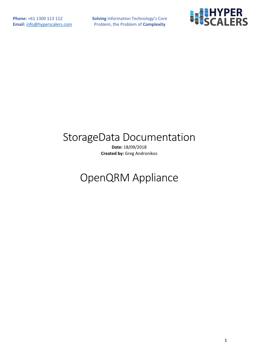Storagedata Documentation Openqrm Appliance