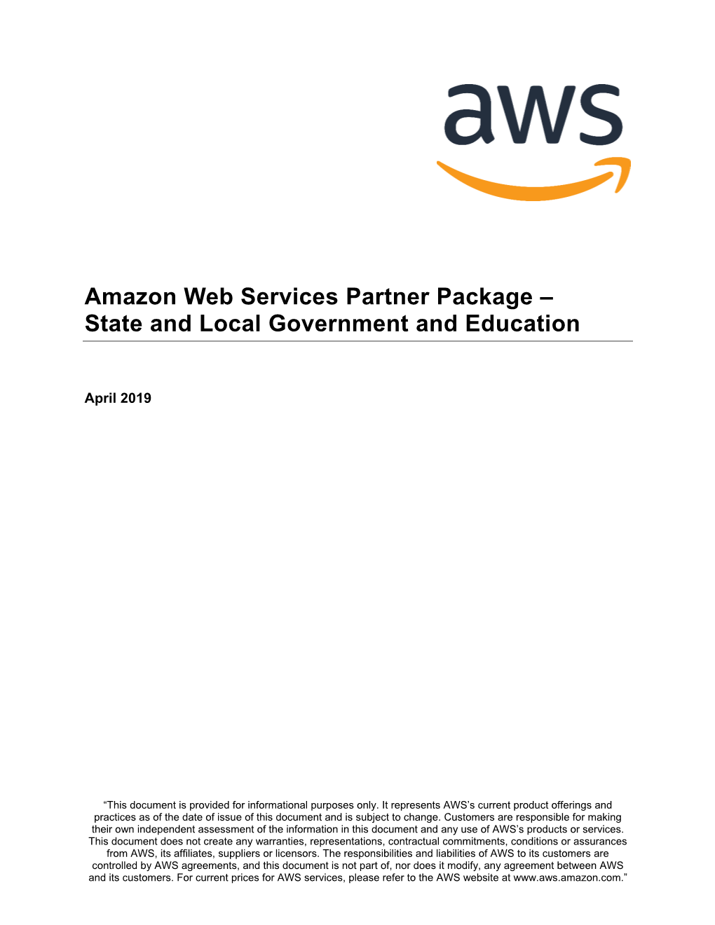 Amazon Web Services Partner Package – State and Local Government and Education