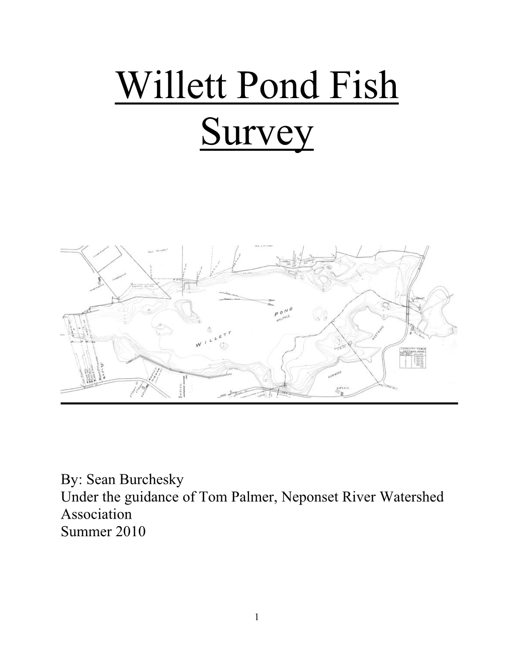 Sean Burchesky Willett Pond Fish Survey 2010