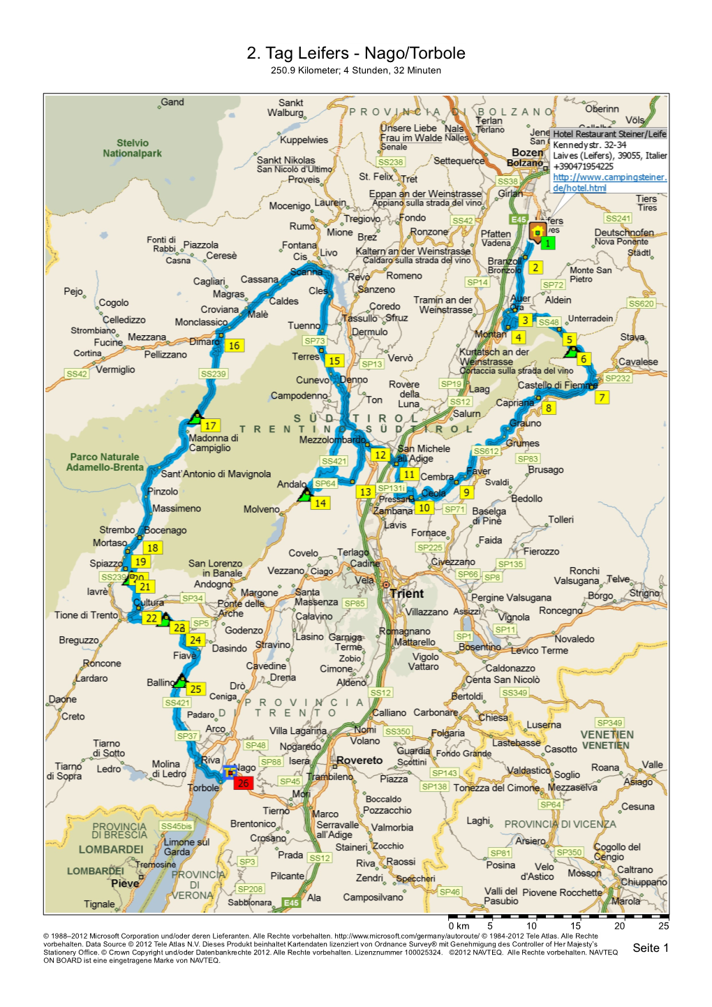 2. Tag Leifers - Nago/Torbole 250.9 Kilometer; 4 Stunden, 32 Minuten