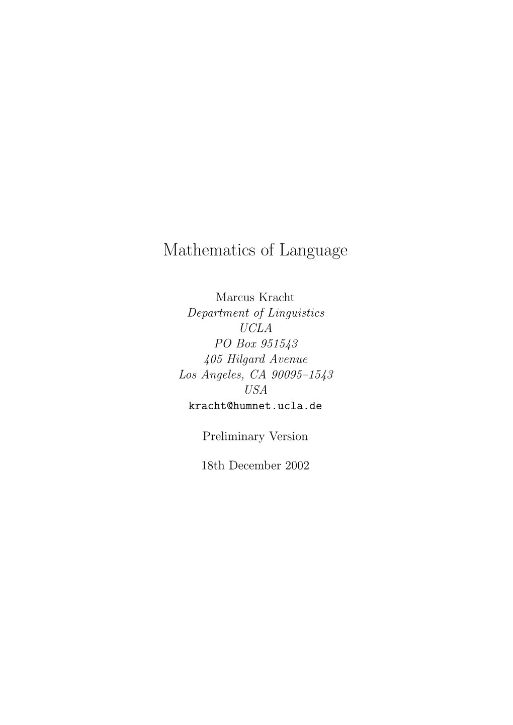 Mathematics of Language