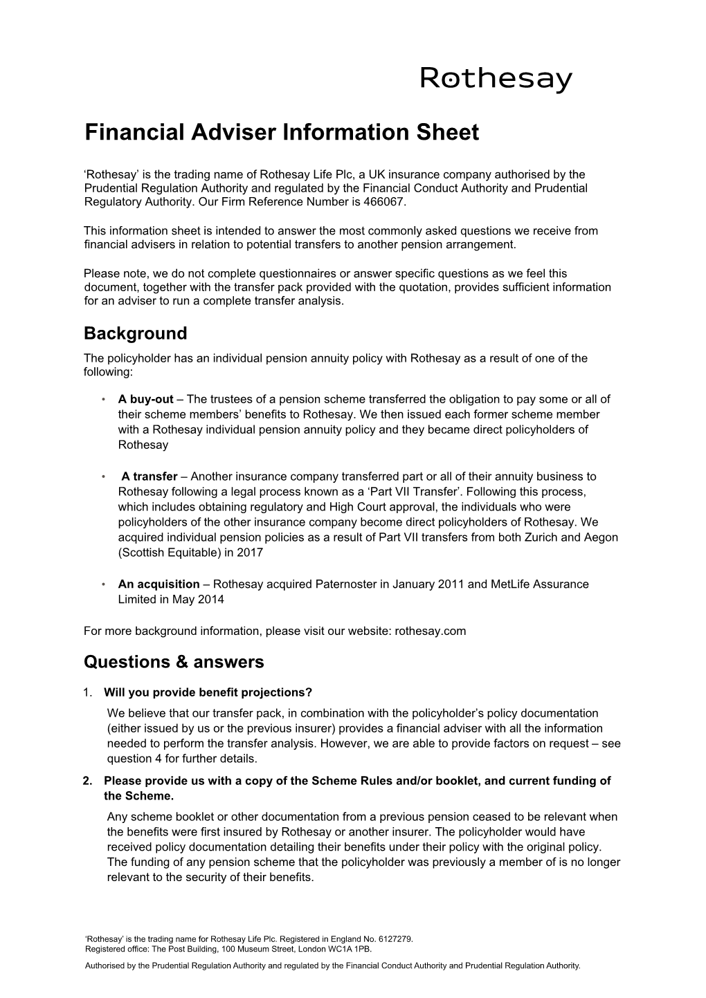 Financial Adviser Information Sheet