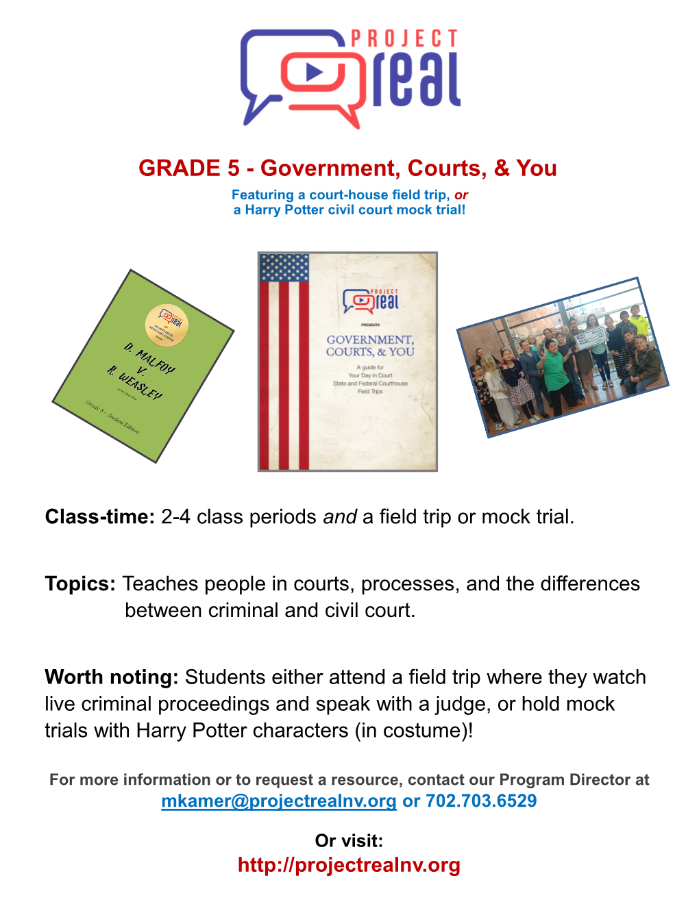 GRADE 5 - Government, Courts, & You Featuring a Court-House Field Trip, Or a Harry Potter Civil Court Mock Trial!