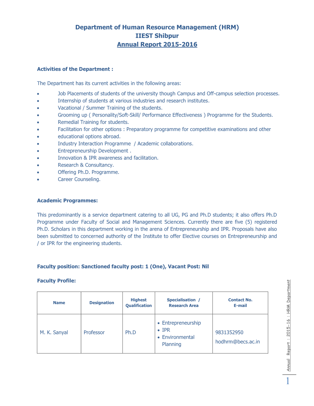 IIEST Shibpur Annual Report 2015-2016