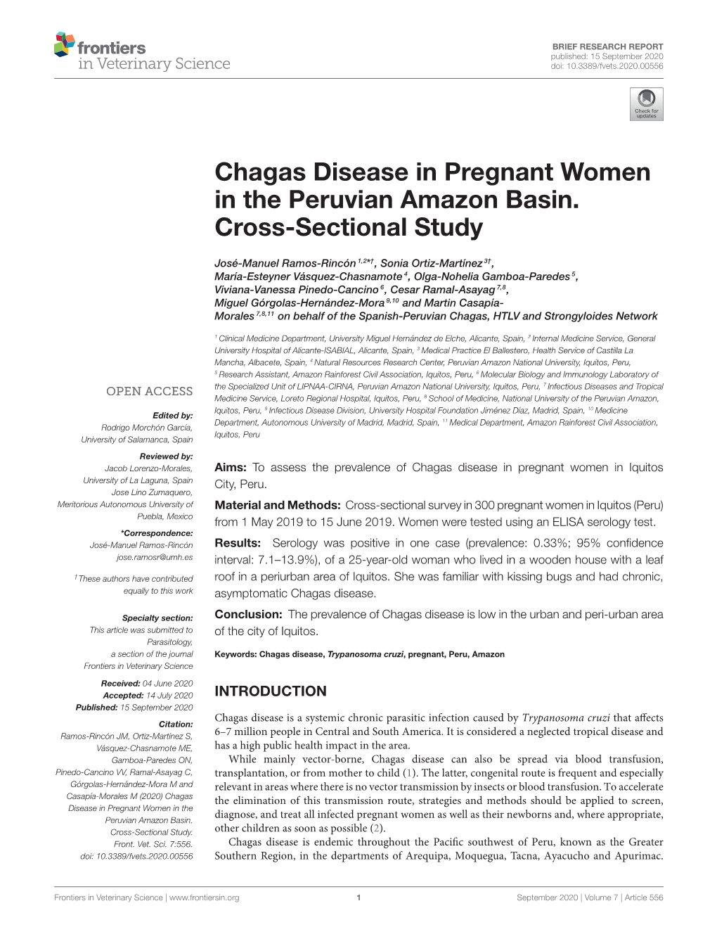 Chagas Disease in Pregnant Women in the Peruvian Amazon Basin