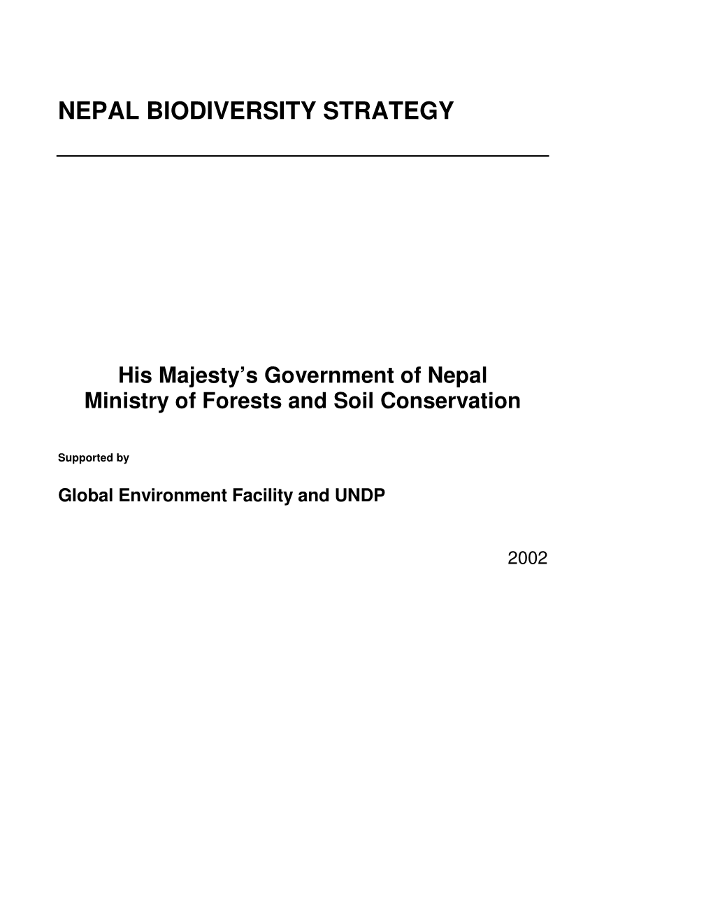 Nepal Biodiversity Strategy