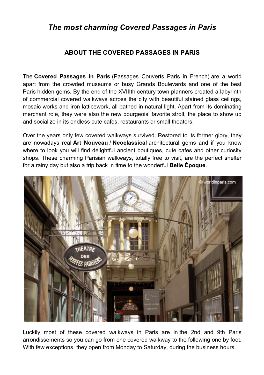 The Most Charming Covered Passages in Paris