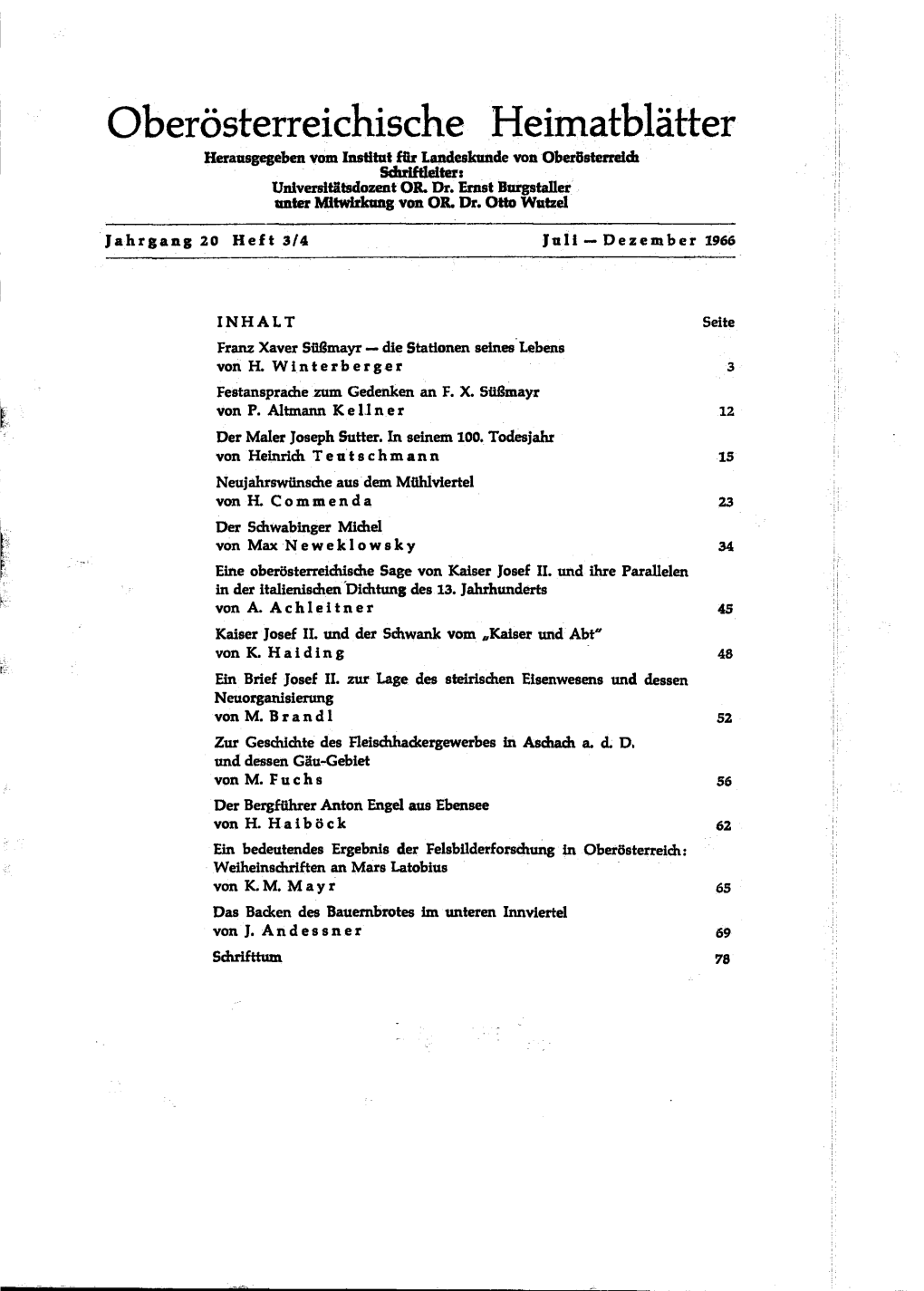 Franz Xaver Süßmayr — Die Stationen Seines Lebens Von H.Winterberger 3 Festansprache Zum Gedenken an F