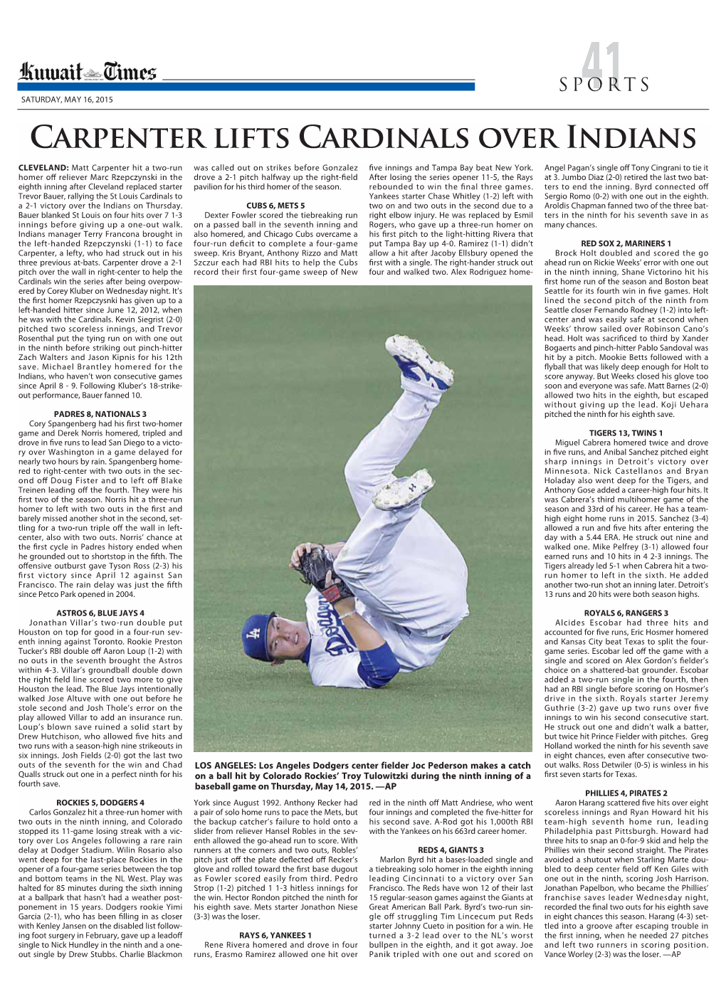 Carpenter Lifts Cardinals Over Indians