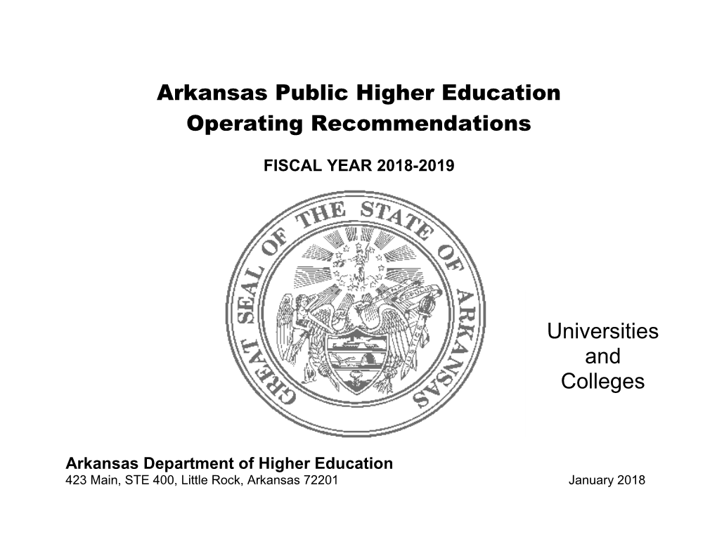 General Operating Recommendations, Universities and Colleges