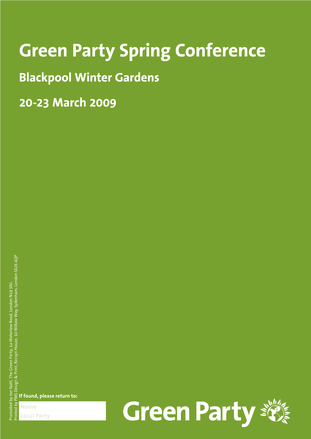 Green Party Spring Conference Blackpool Winter Gardens 20-23 March 2009