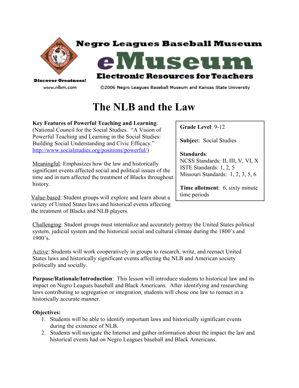 NLBM Lesson Plan Prototype