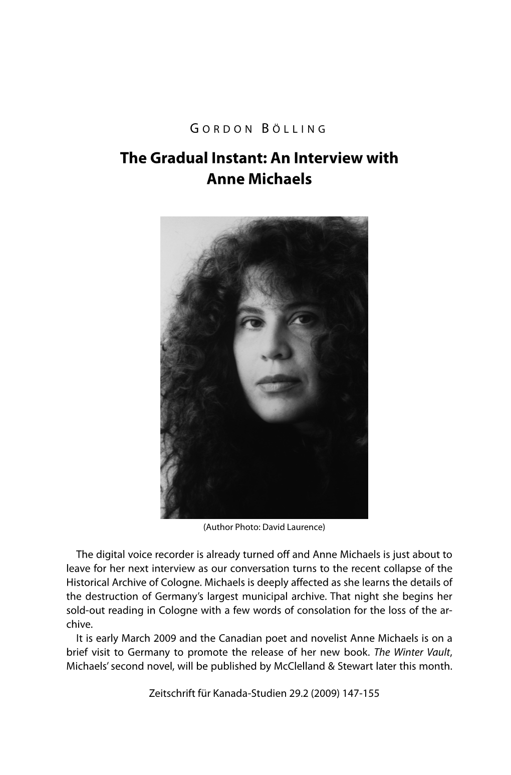 An Interview with Anne Michaels