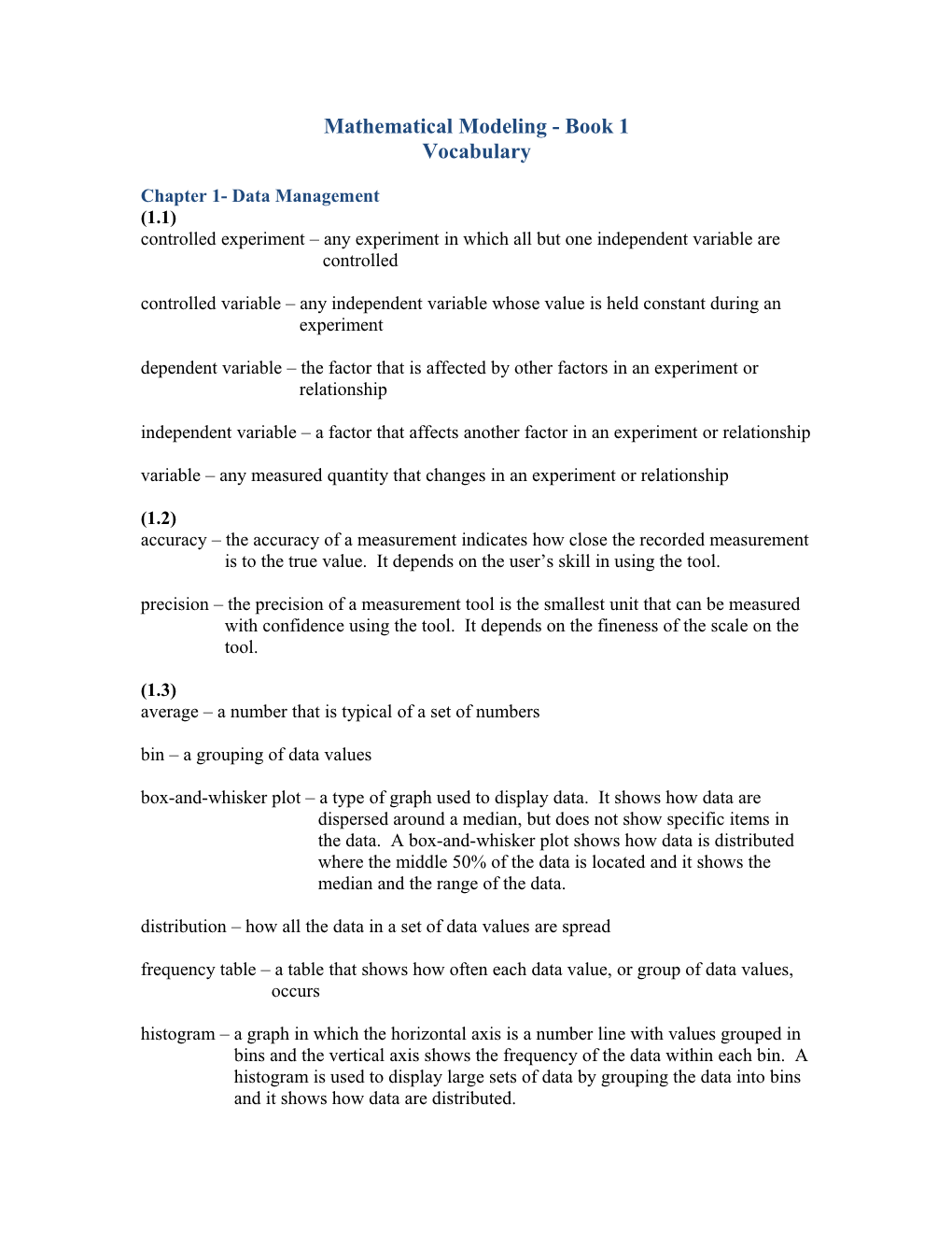 Mathematical Modeling - Book 1