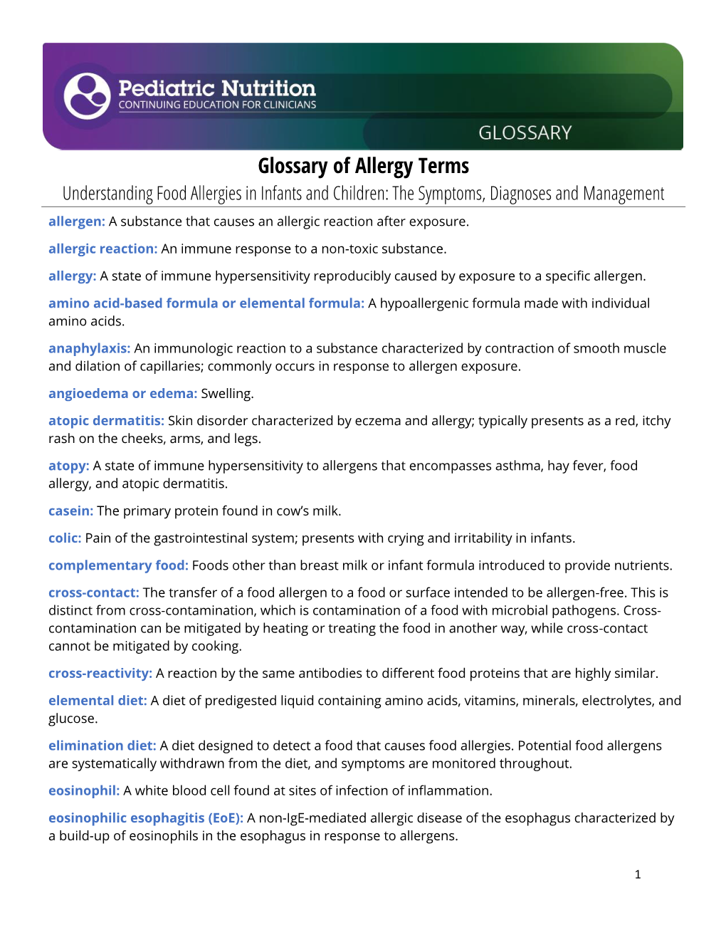 Glossary of Allergy Terms