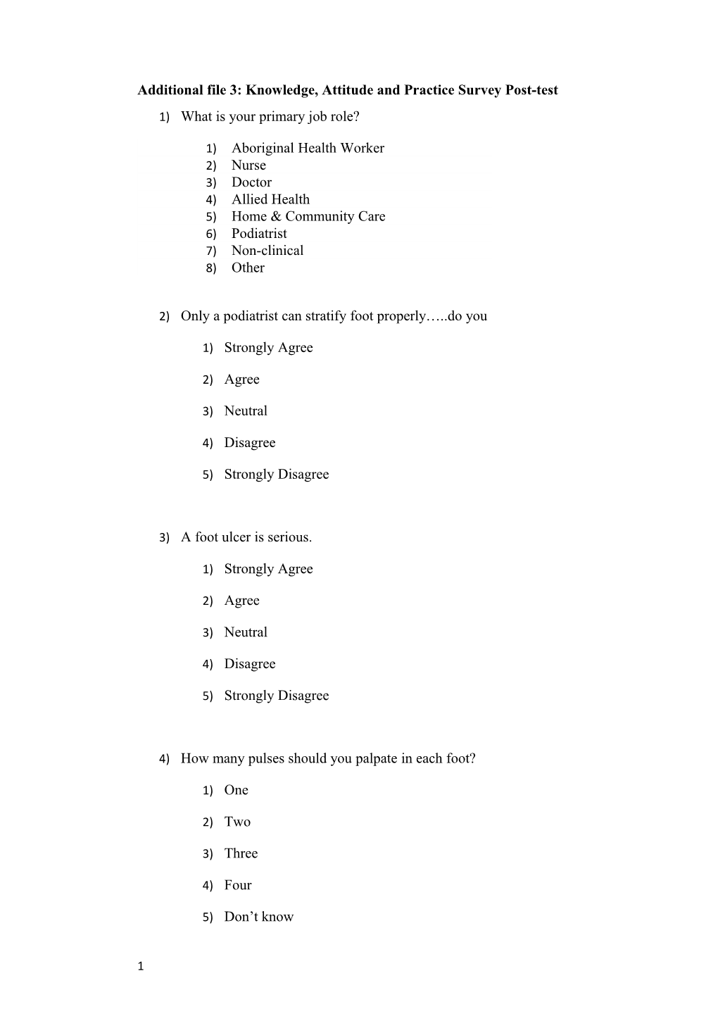 Additional File 3: Knowledge, Attitude and Practice Survey Post-Test