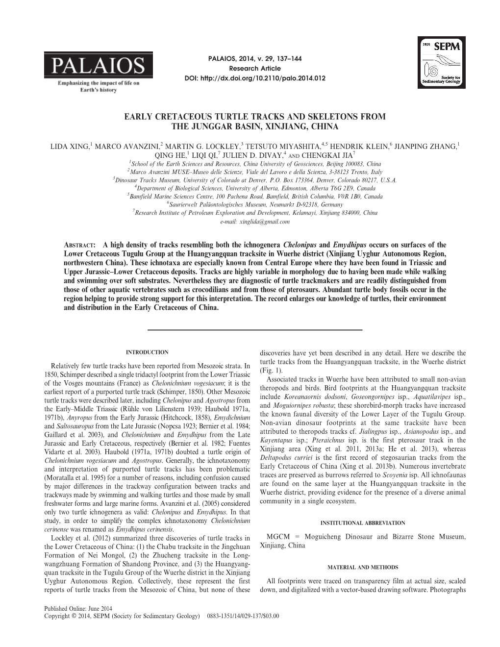 Early Cretaceous Turtle Tracks and Skeletons from the Junggar Basin, Xinjiang, China